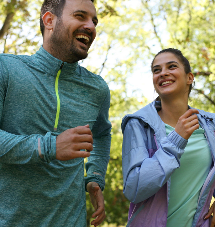 man and woman jogging