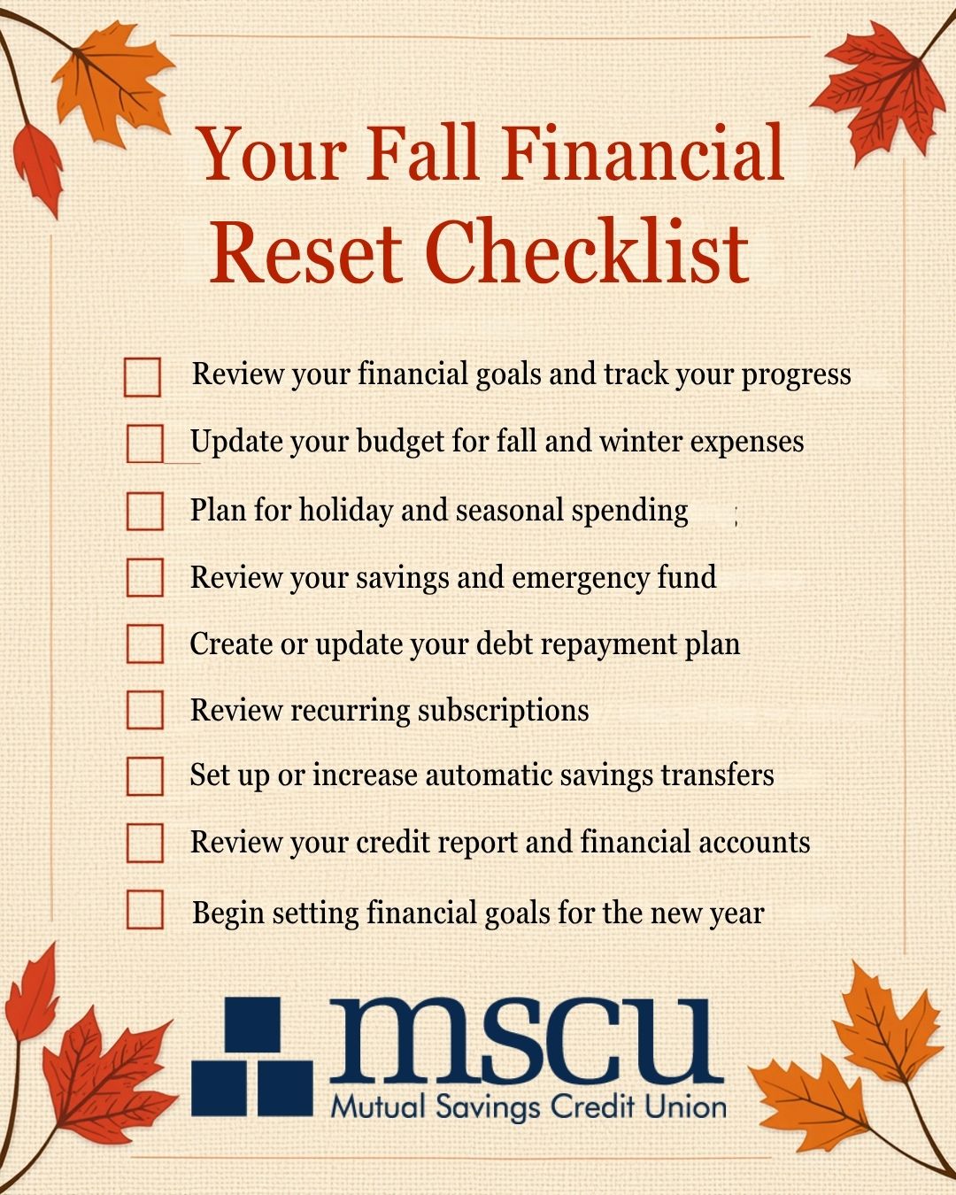 Your Fall Financial Reset Checklist