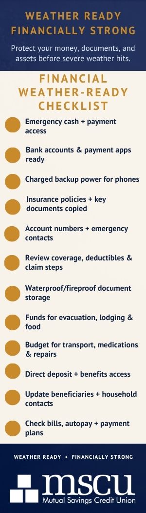Preparing Financially for Severe Weather Checklist
